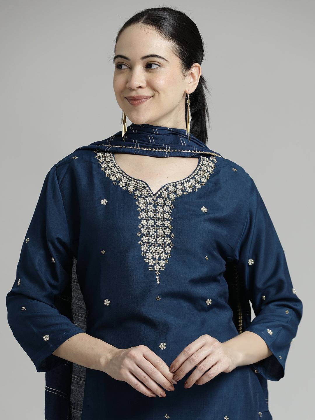 Festive Silk Blend Embroidered Suit Set