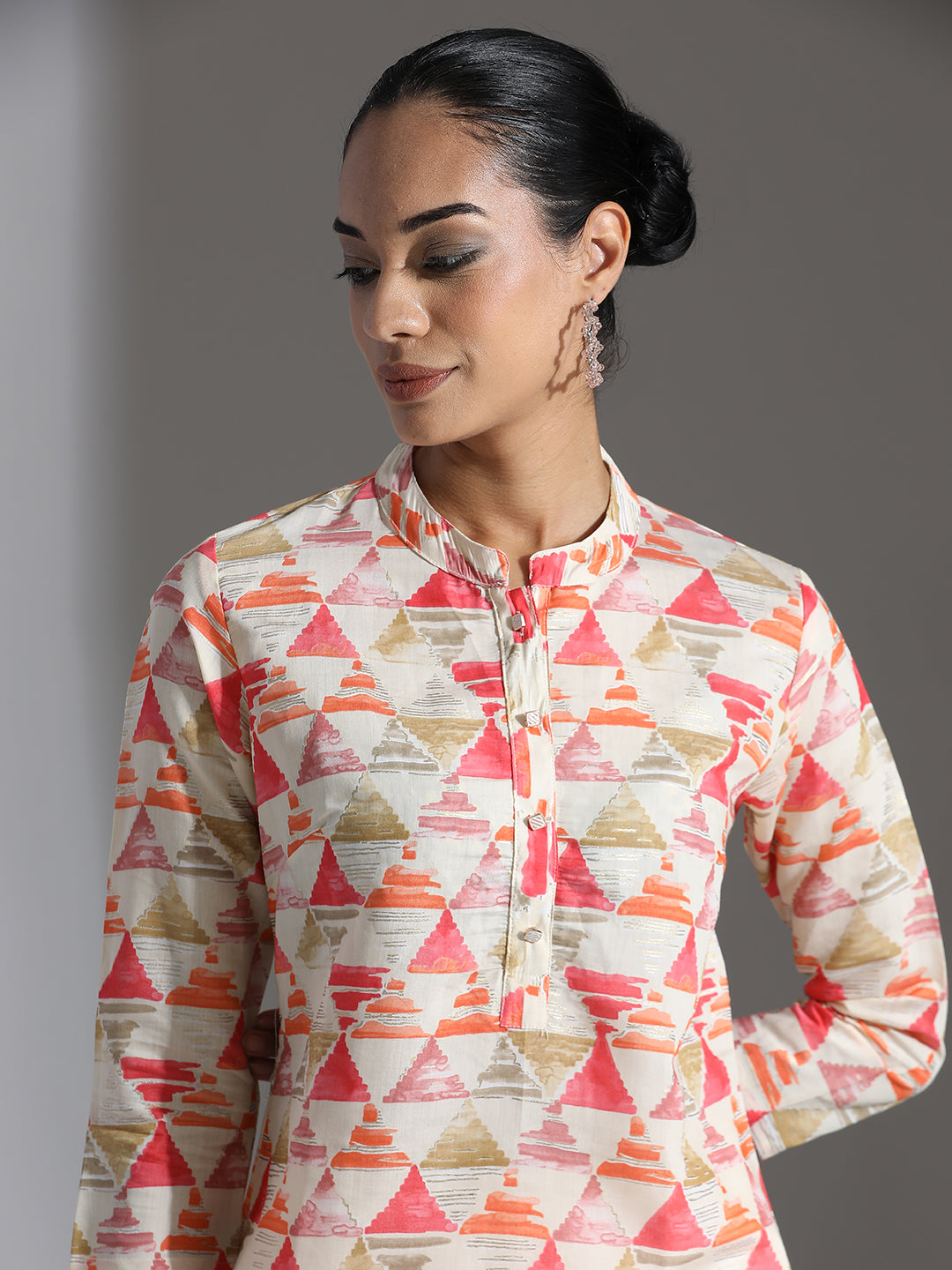 Geometric Printed Chanderi Cotton Kurta