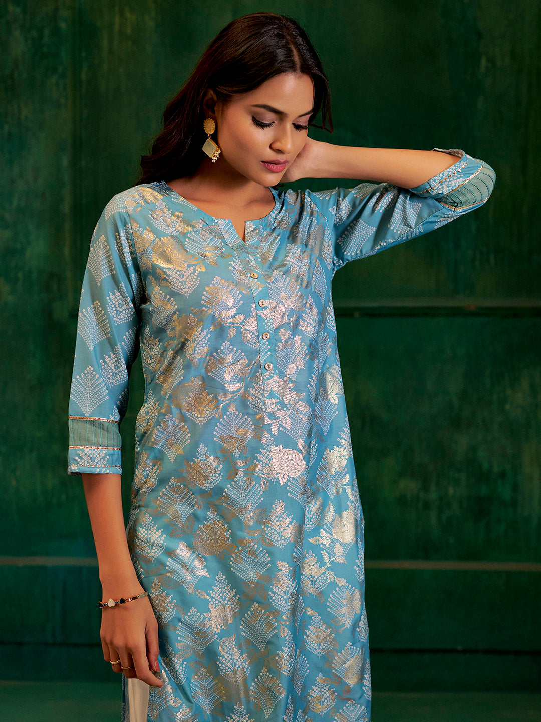 Blue Bandhej Printed Modal Muslin Kurta