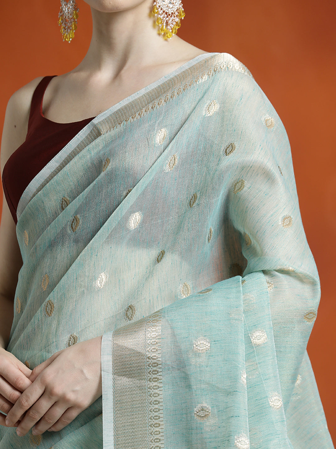 Blue Zari Woven Banarasi Organza Saree