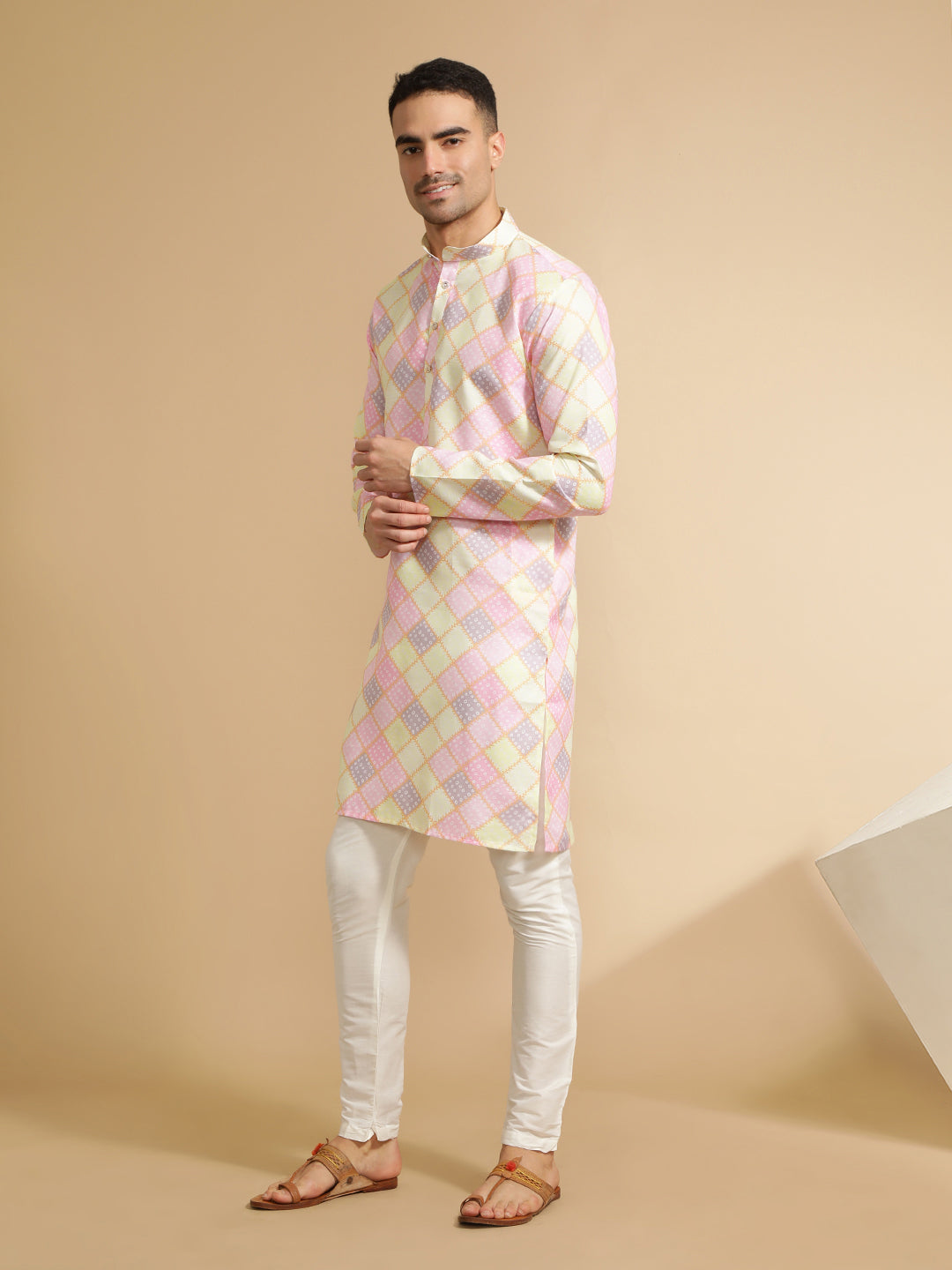 Bandhani Printed Cotton Kurta for Men