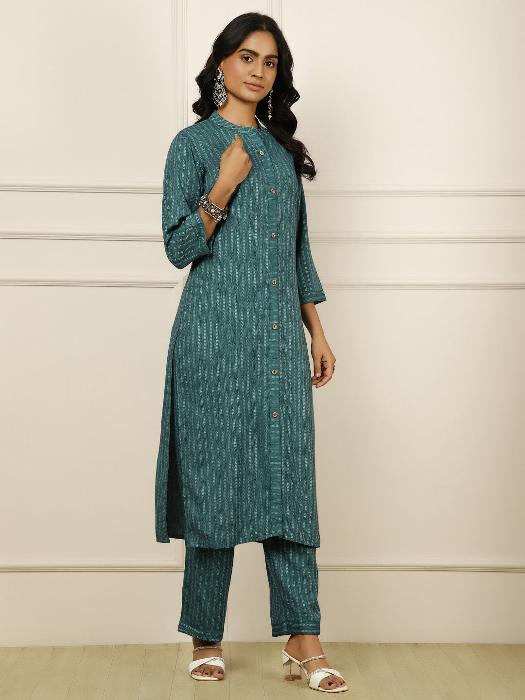 Self-Design Straight Kurta With Palazzo