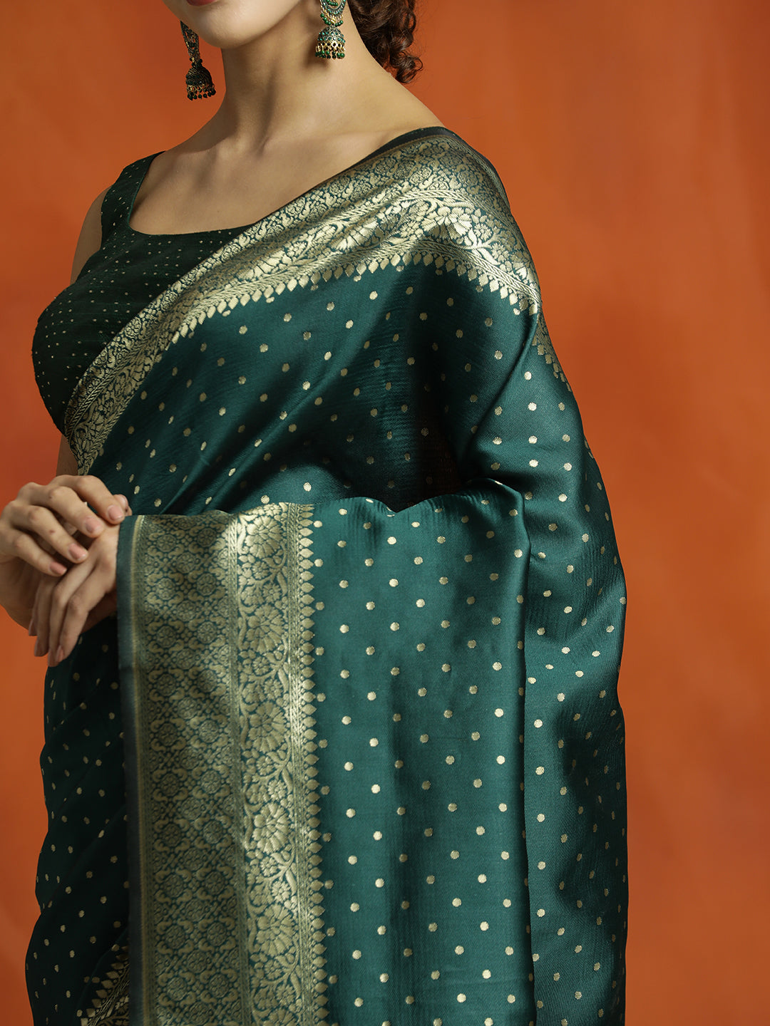 Mehandi Green Silk Banarasi Zari Woven Heavy Saree