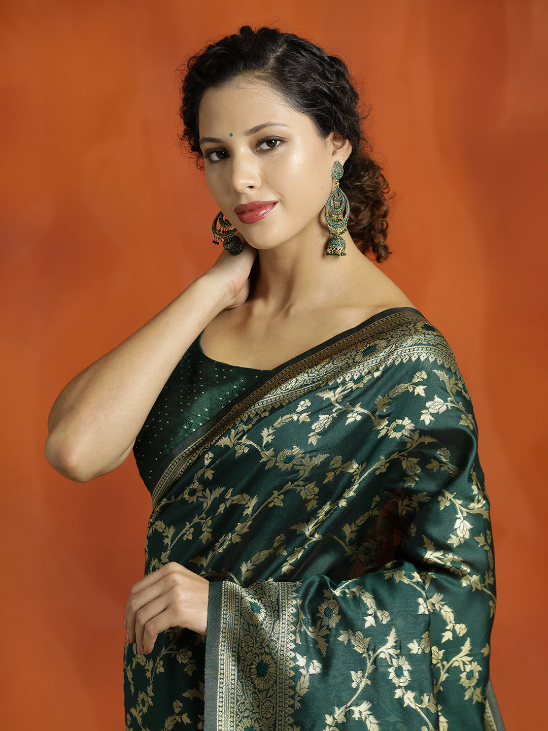 Olive Green Silk Banarasi Zari Woven Saree