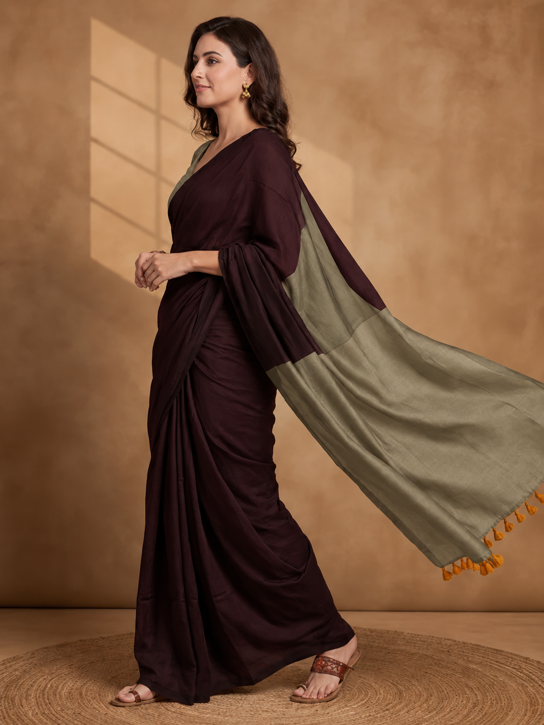 Solid Pure Cotton Saree with Unstiched Blouse