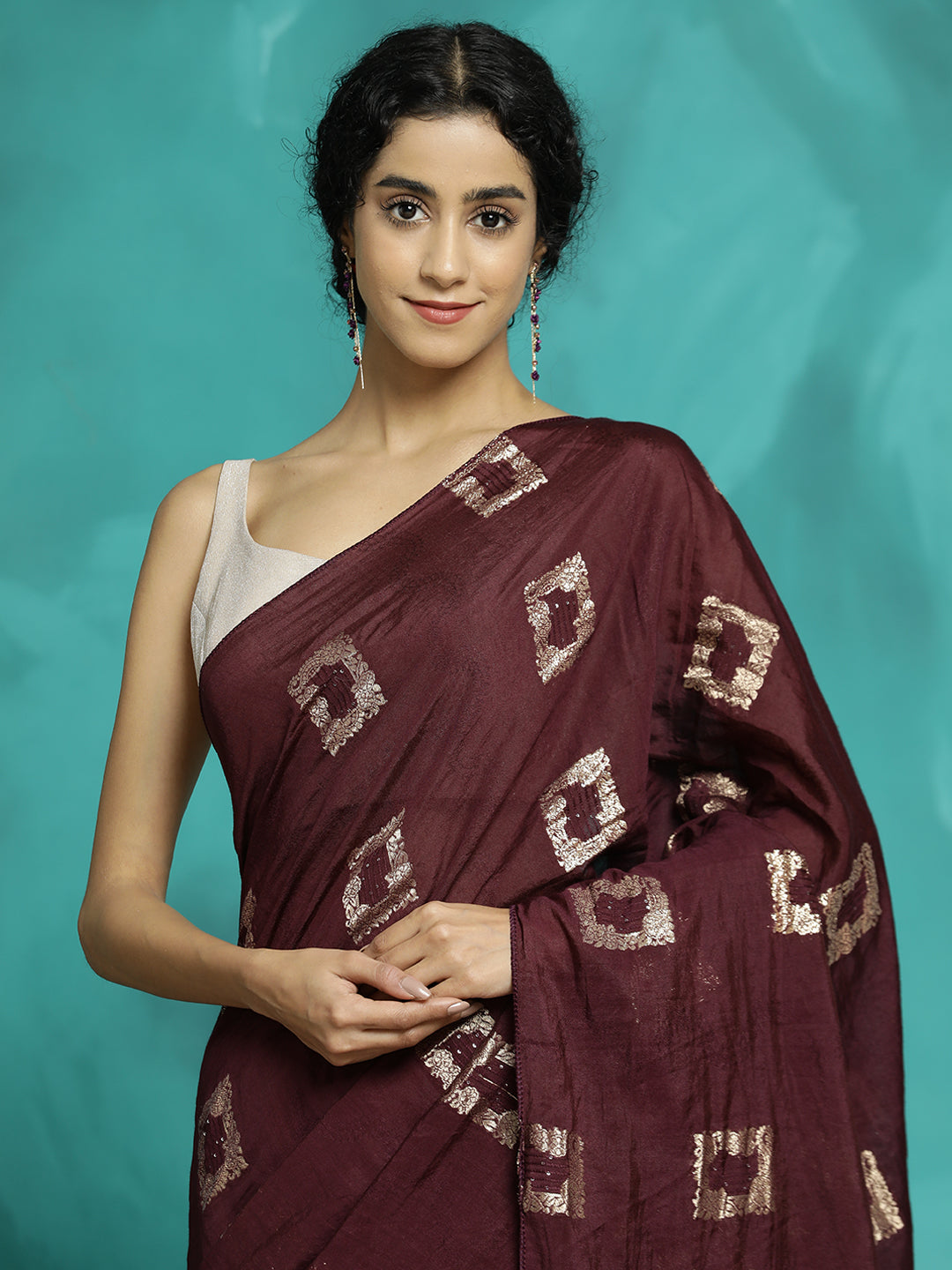 Zari Woven Cotton Blend Banarasi Red Saree