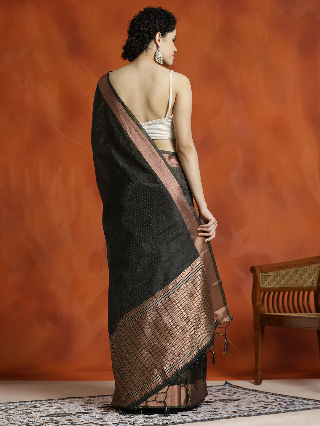 Zari Woven Banarasi Organza Black Saree