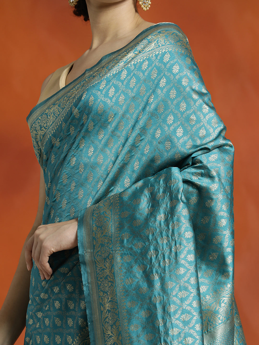 Sky Blue Silk Banarasi Zari Woven Party Wear Saree