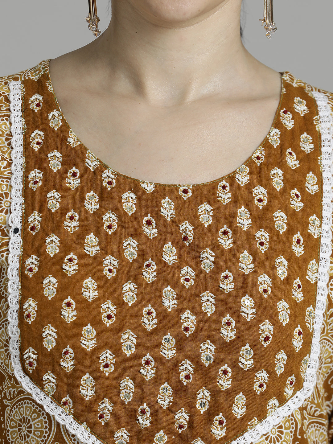 Ethnic Motifs Printed Straight Kurta With Palazzos & Dupatta