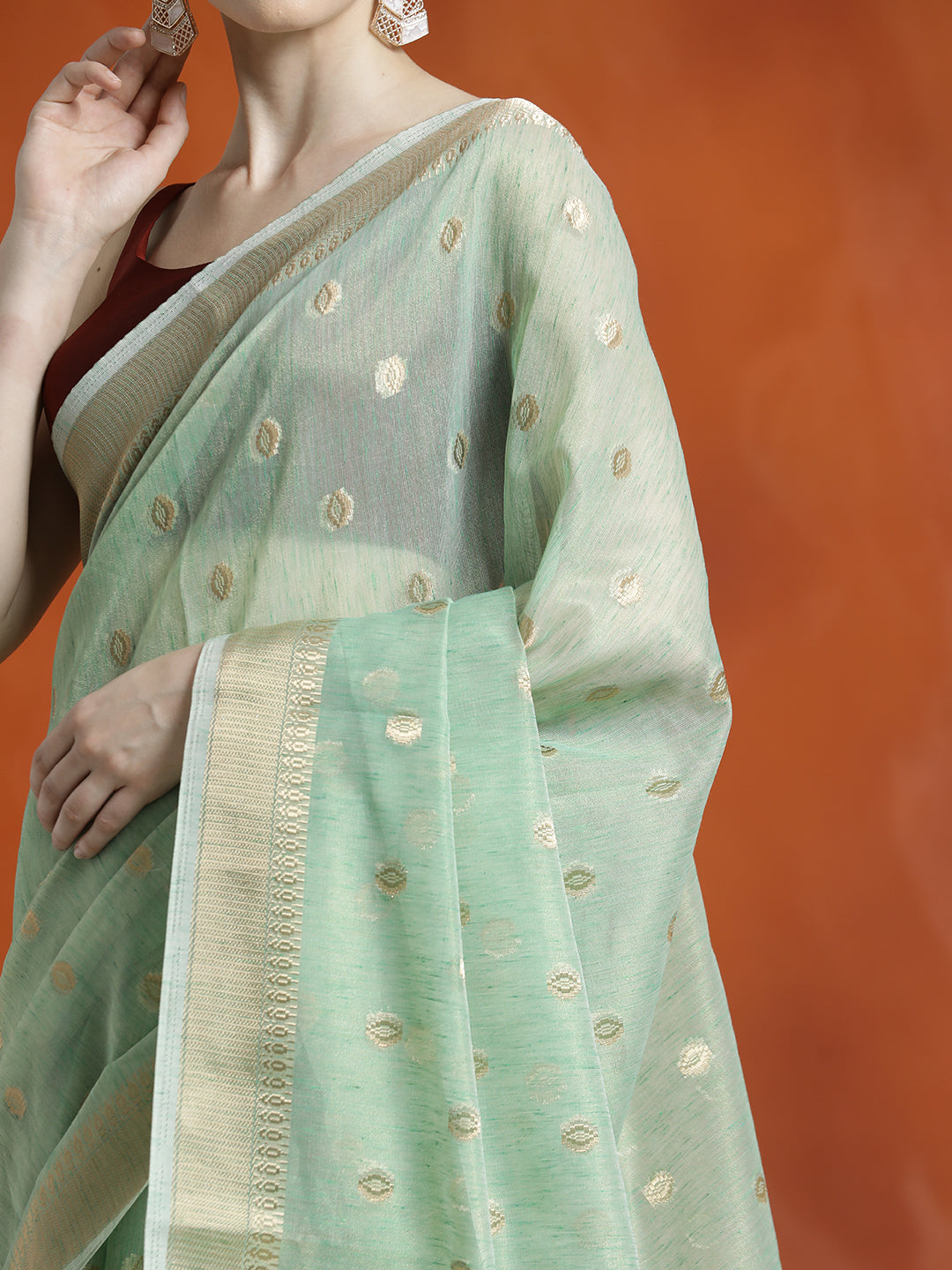 Green Zari Woven Banarasi Organza Saree