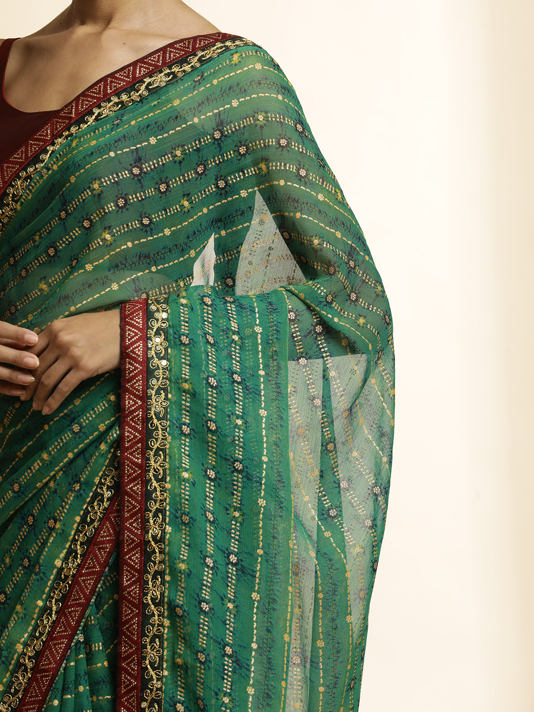 Green  Printed Lightweight Georgette Saree