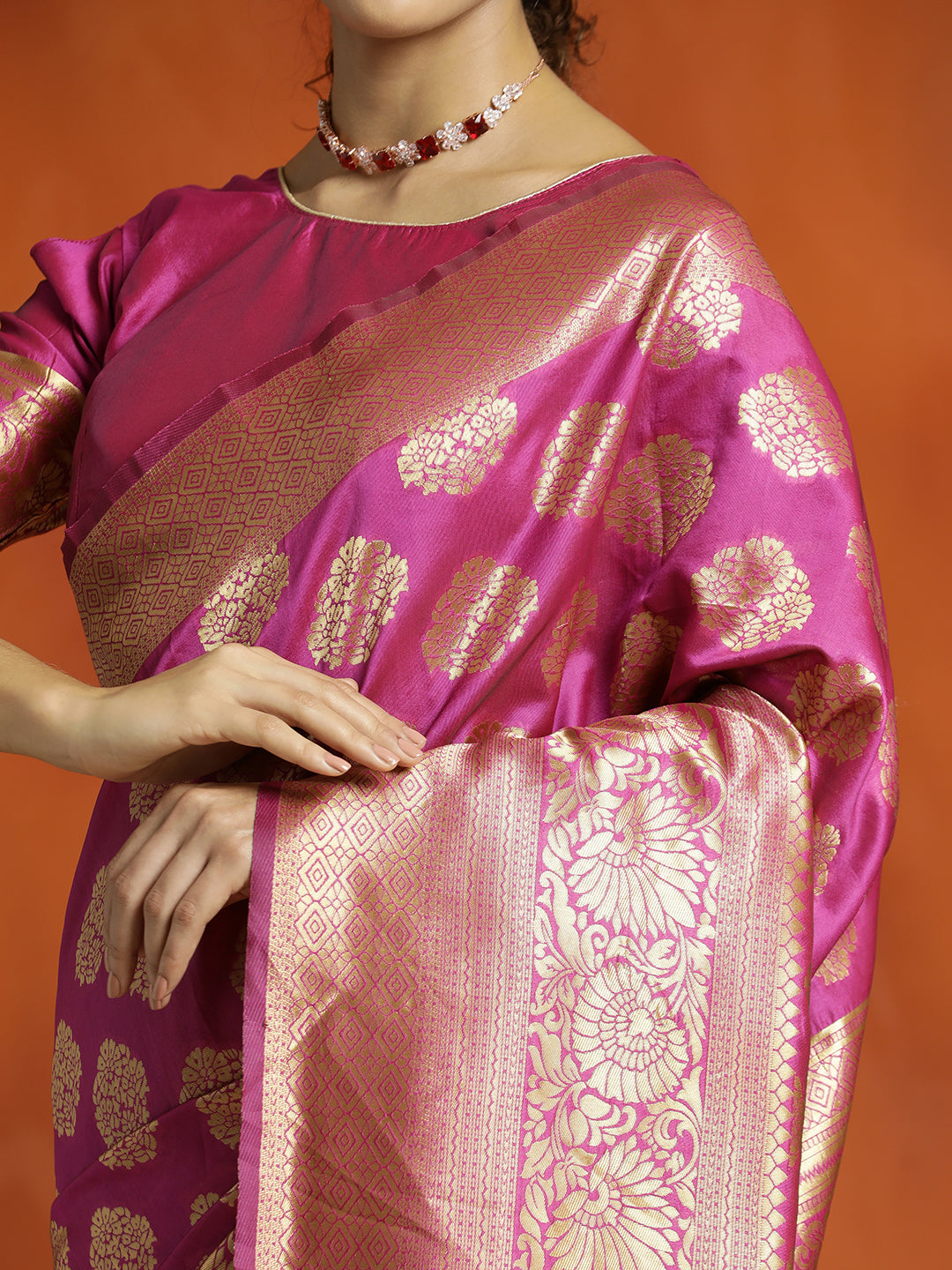 Pink Silk Banarasi Zari Woven Saree