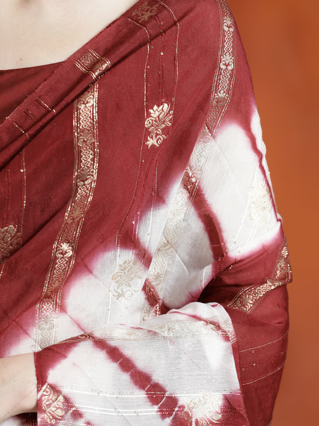 Maroon Banarasi Zari Woven Cotton Blend Saree