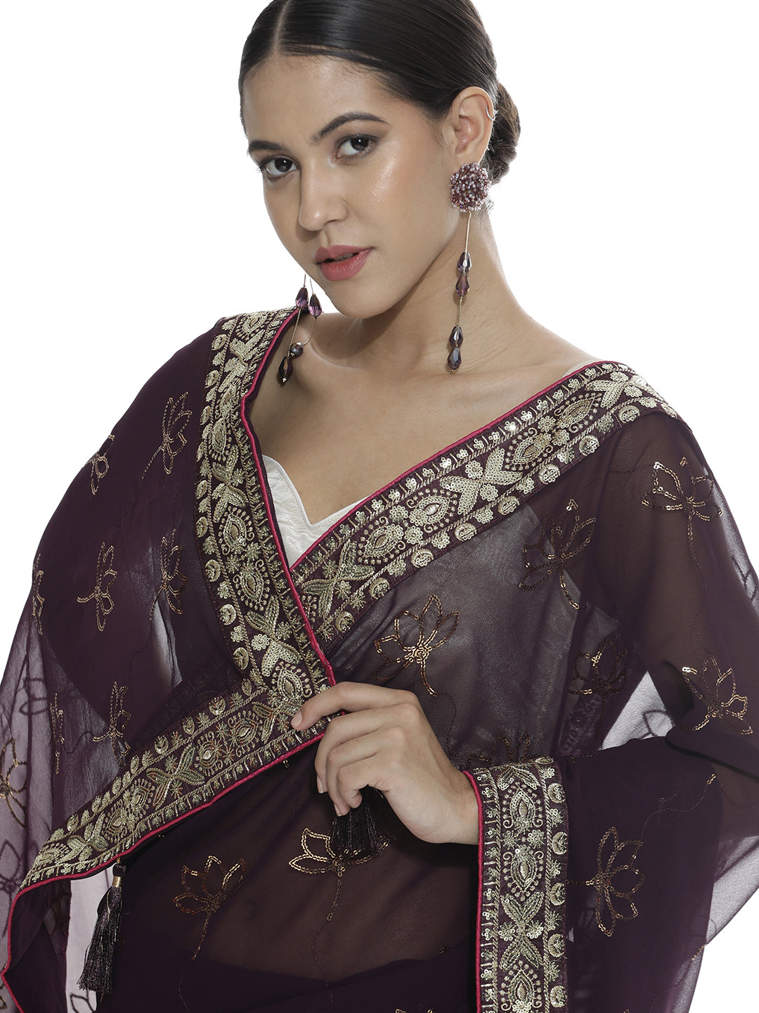 Pure Georgette Heavy Sequin Work Saree