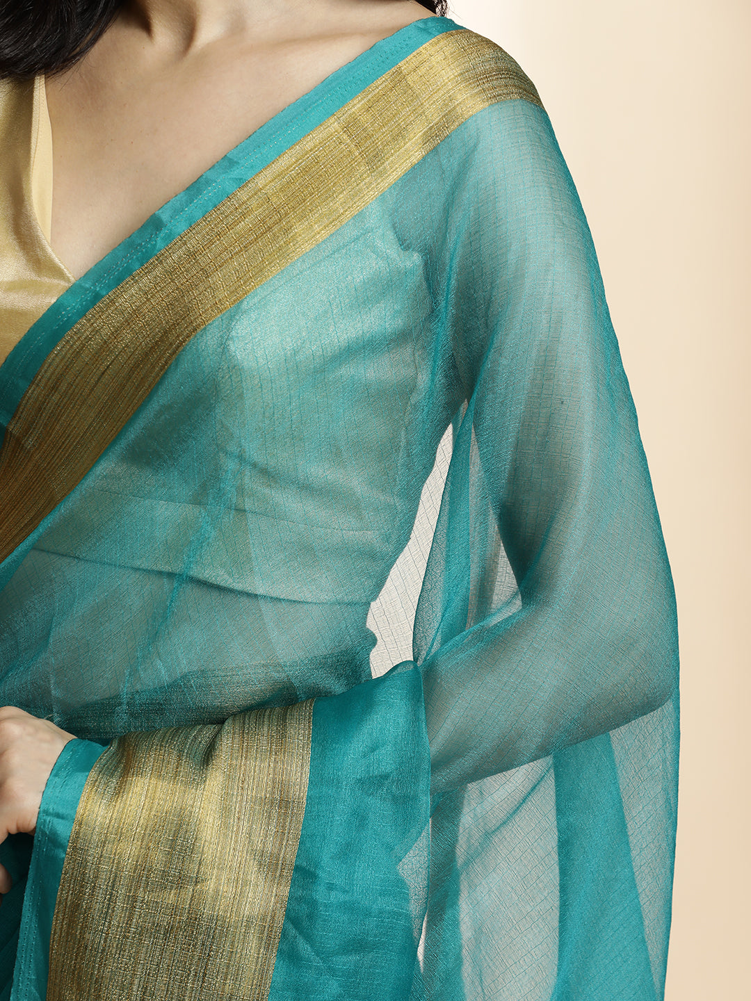 Blue Woven Khadi Organza Saree