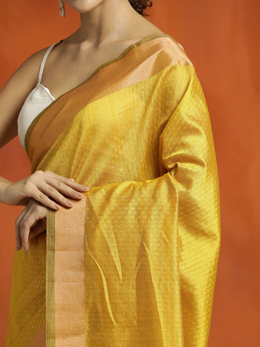 Gold Zari Woven Design Banarasi Organza Saree