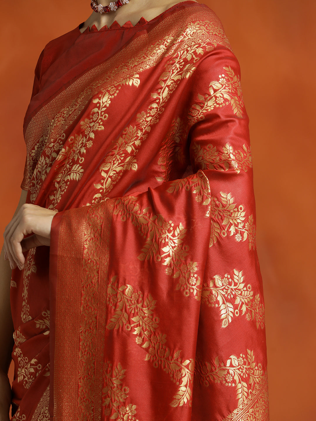 Red Silk Banarasi Zari Woven Heavy Red Saree