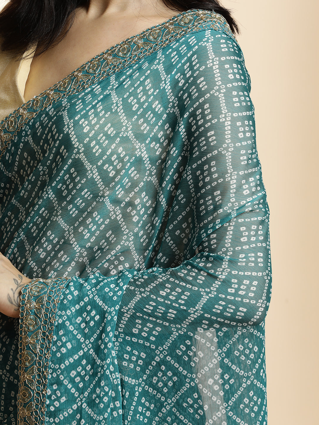 Embellished Pure Georgette Bandhani Saree