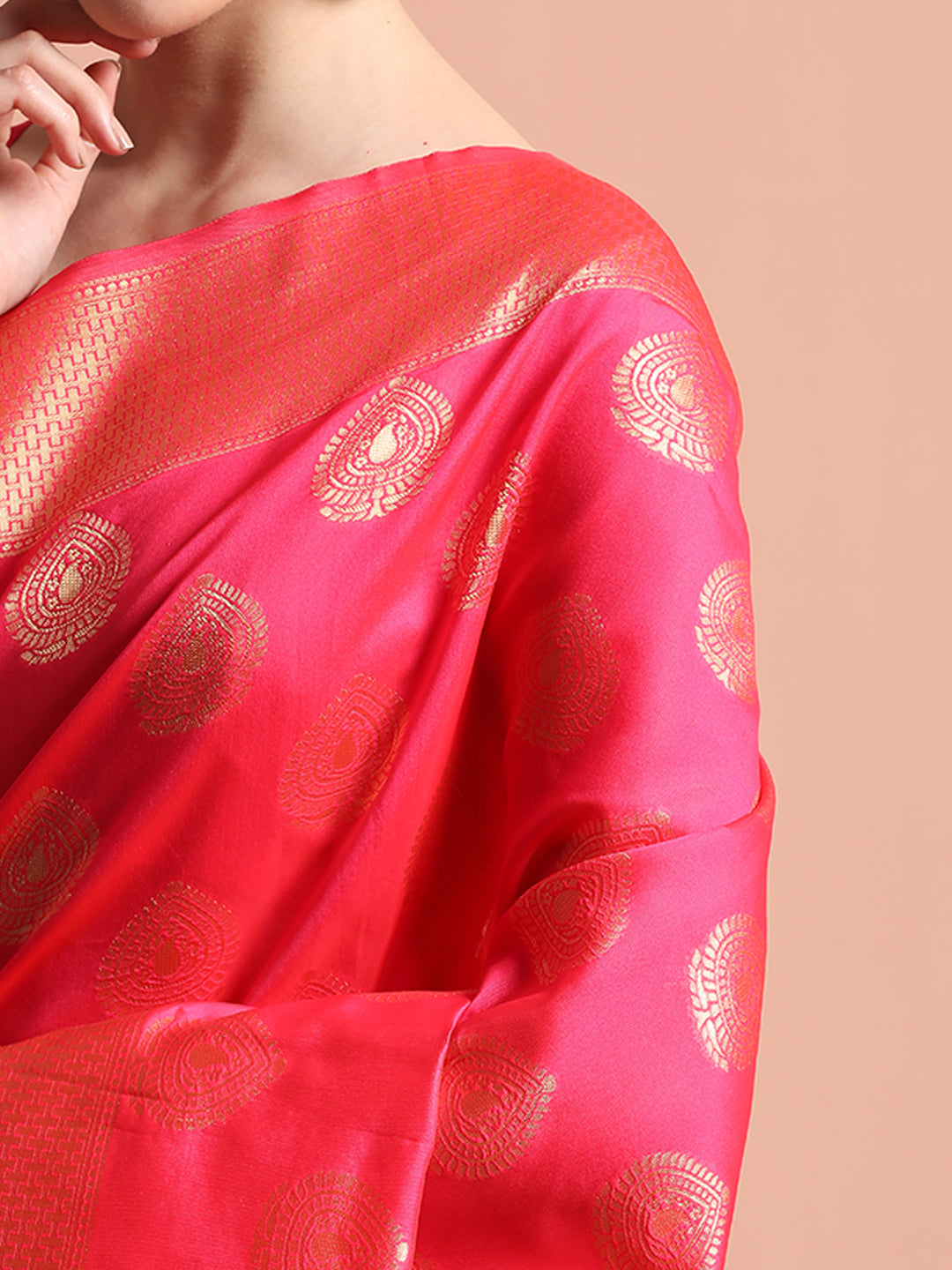 Pink Zari Woven Design Silk Banarasi Saree