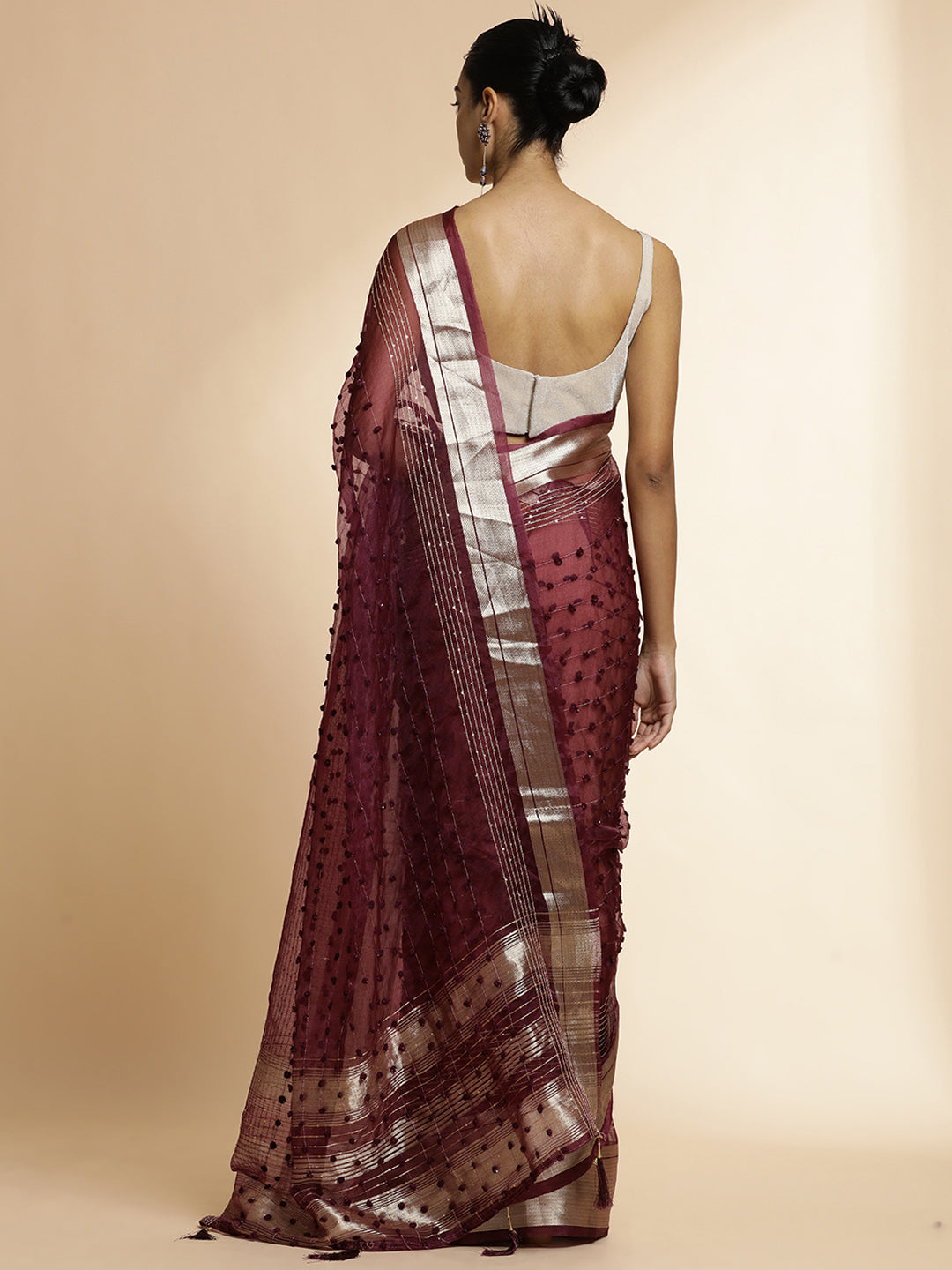 Purple Woven Khadi Organza Saree