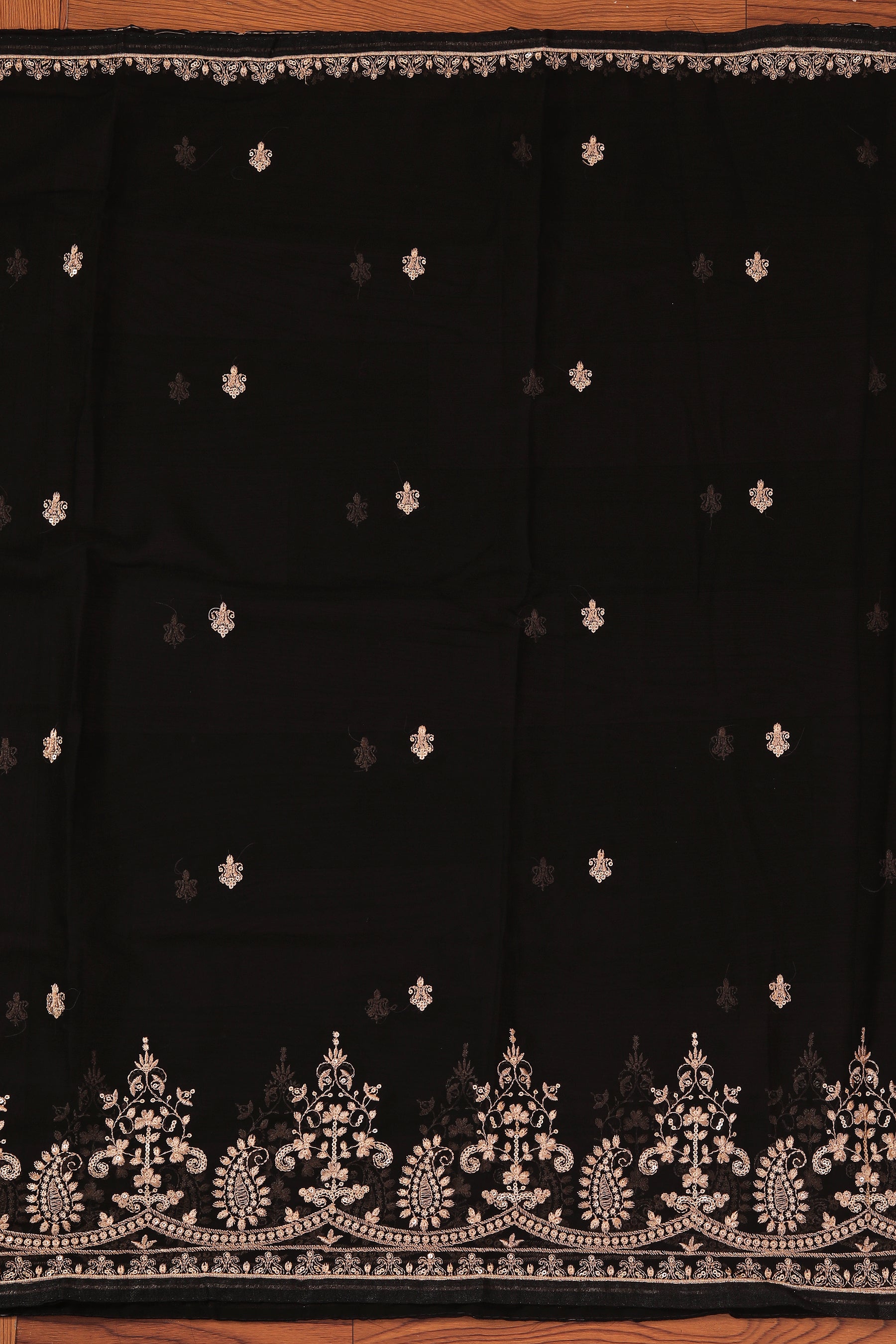 Black Heavy Embroidered Organza Dress Material With Dupatta