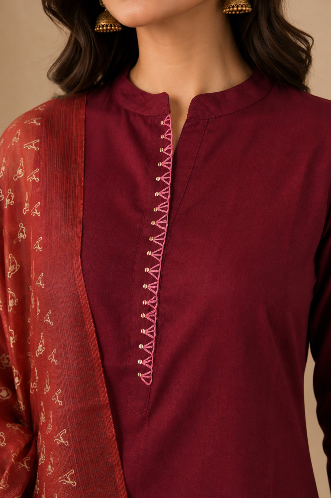Solid Embroidered Straight Kurta & Palazzos Sets