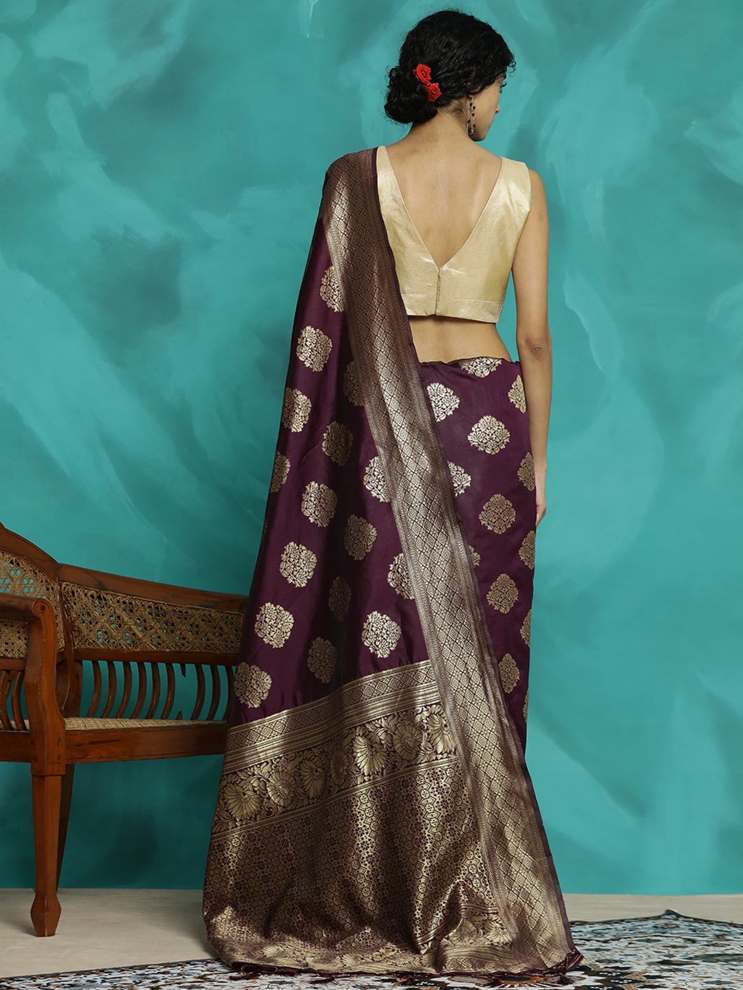 Purple Zari Woven Design Banarasi Saree