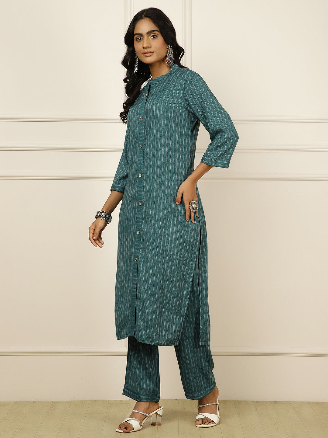 Self-Design Straight Kurta With Palazzo