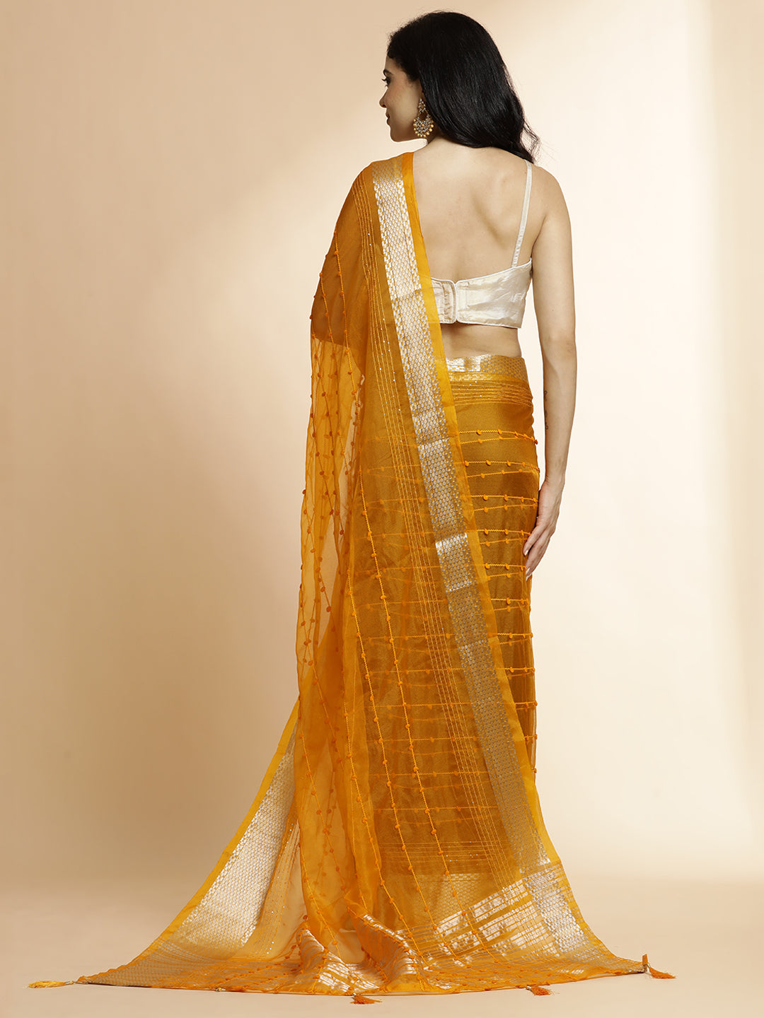 Yellow Woven Design Khadi Organza Saree