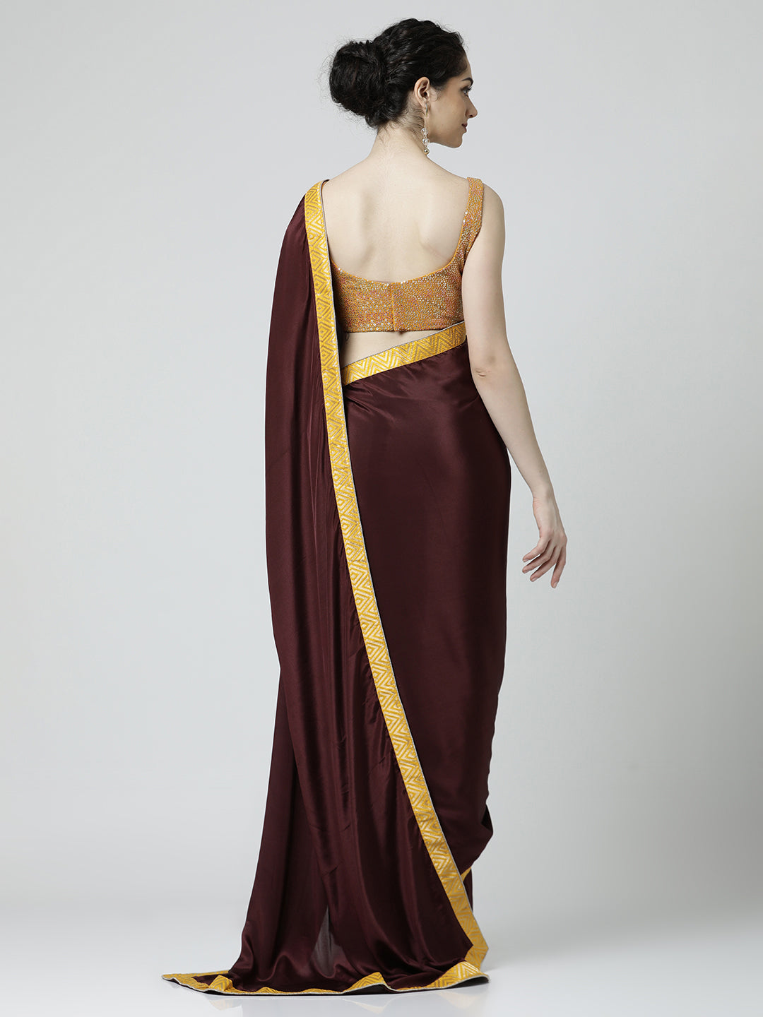 Woven Design Satin Maroon Saree