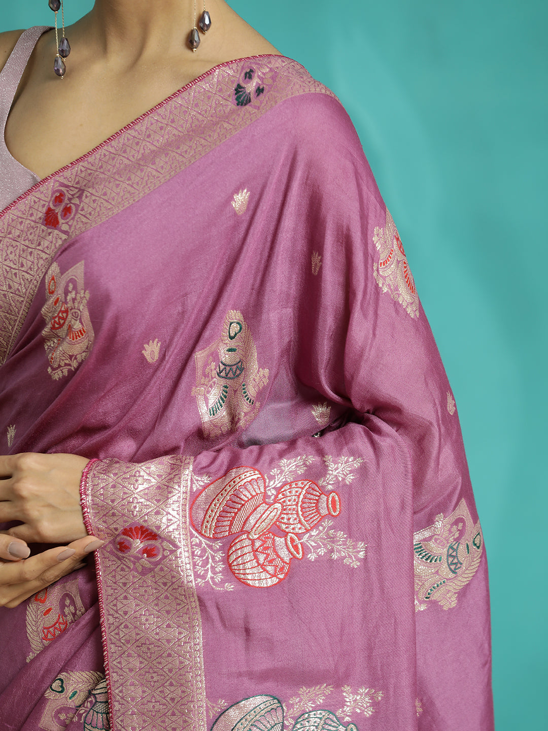 Zari Woven Heavy Lavender Banarasi Saree