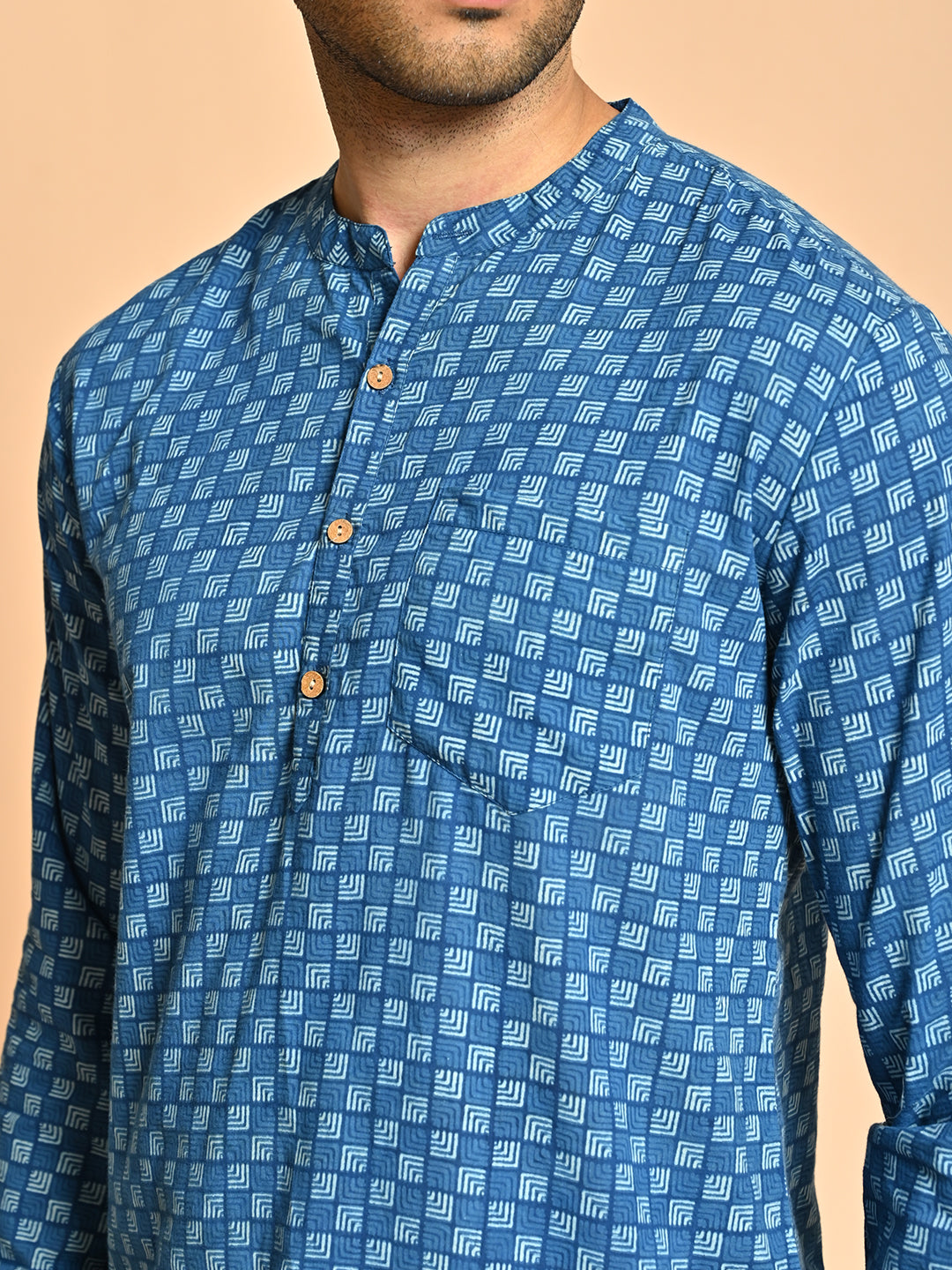 Ethnic Block Printed Festive Cotton Short Kurta