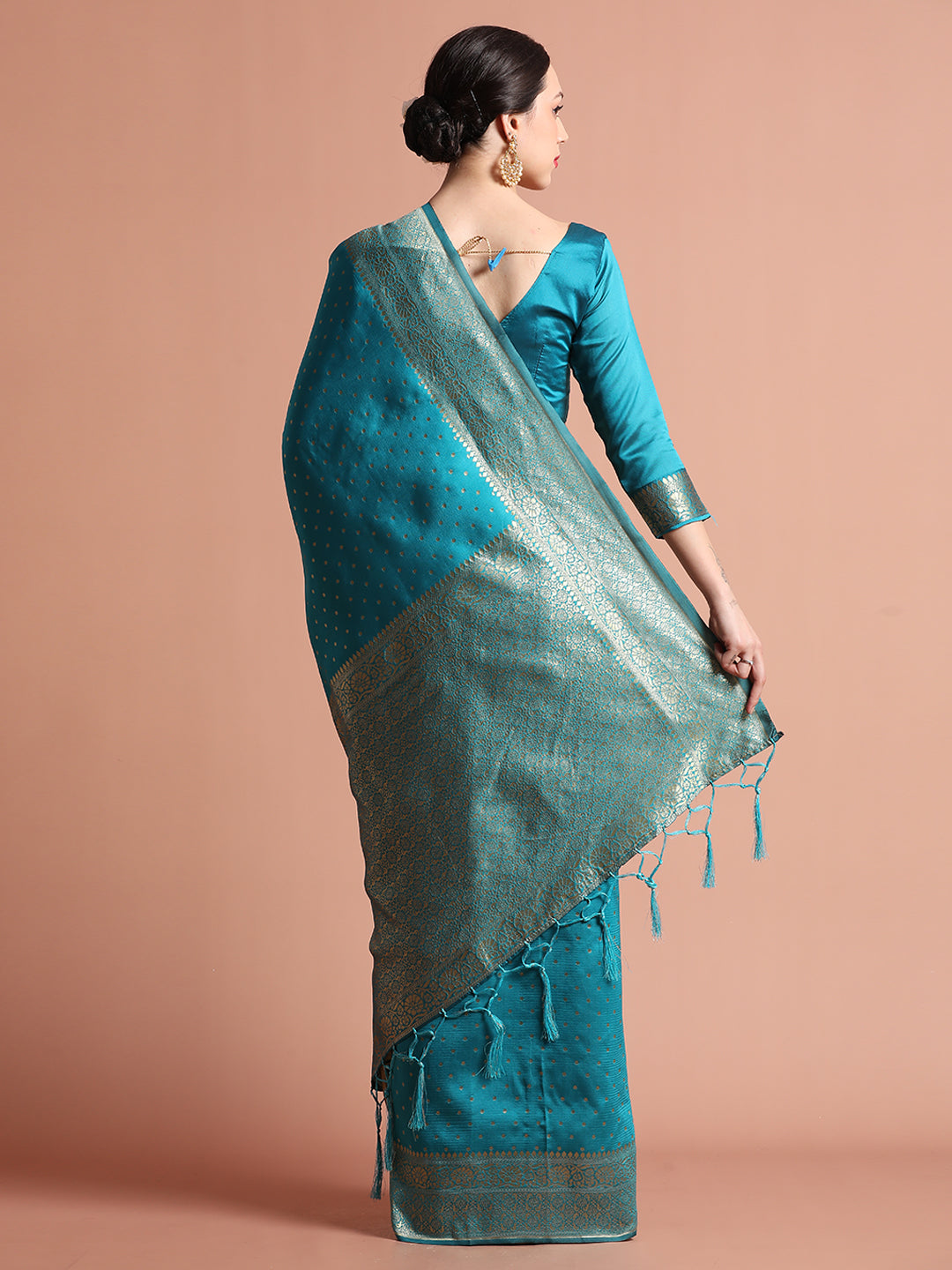 Silk Banarasi Zari Woven Sky Blue Party Wear Saree