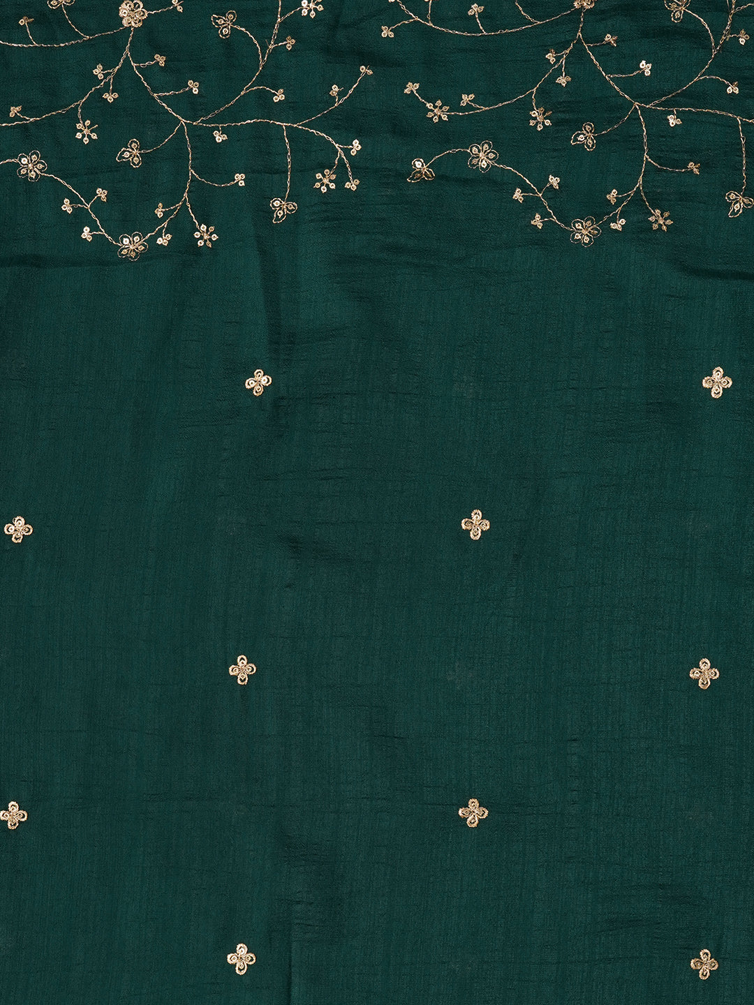 Unstitched Embroidered Cotton Blend Green Dress Material With Dupatta