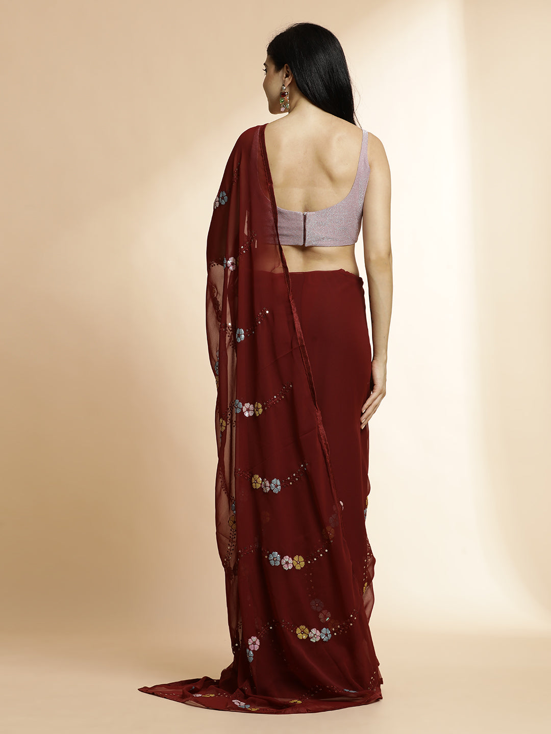 Party Wear Sequin Embellished Saree