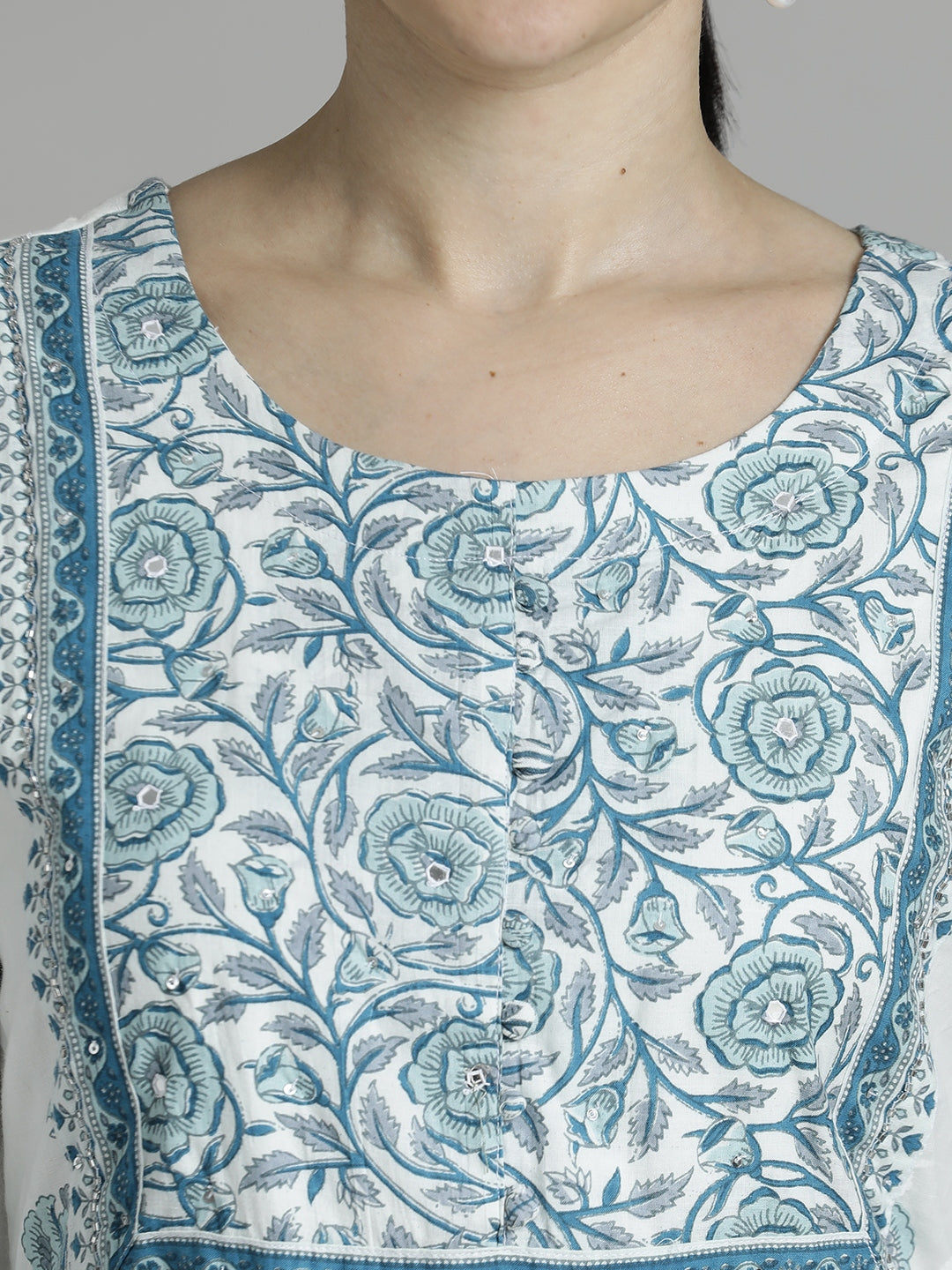 Ethnic Floral Printed Kurta Set With Floral Print Dupatta