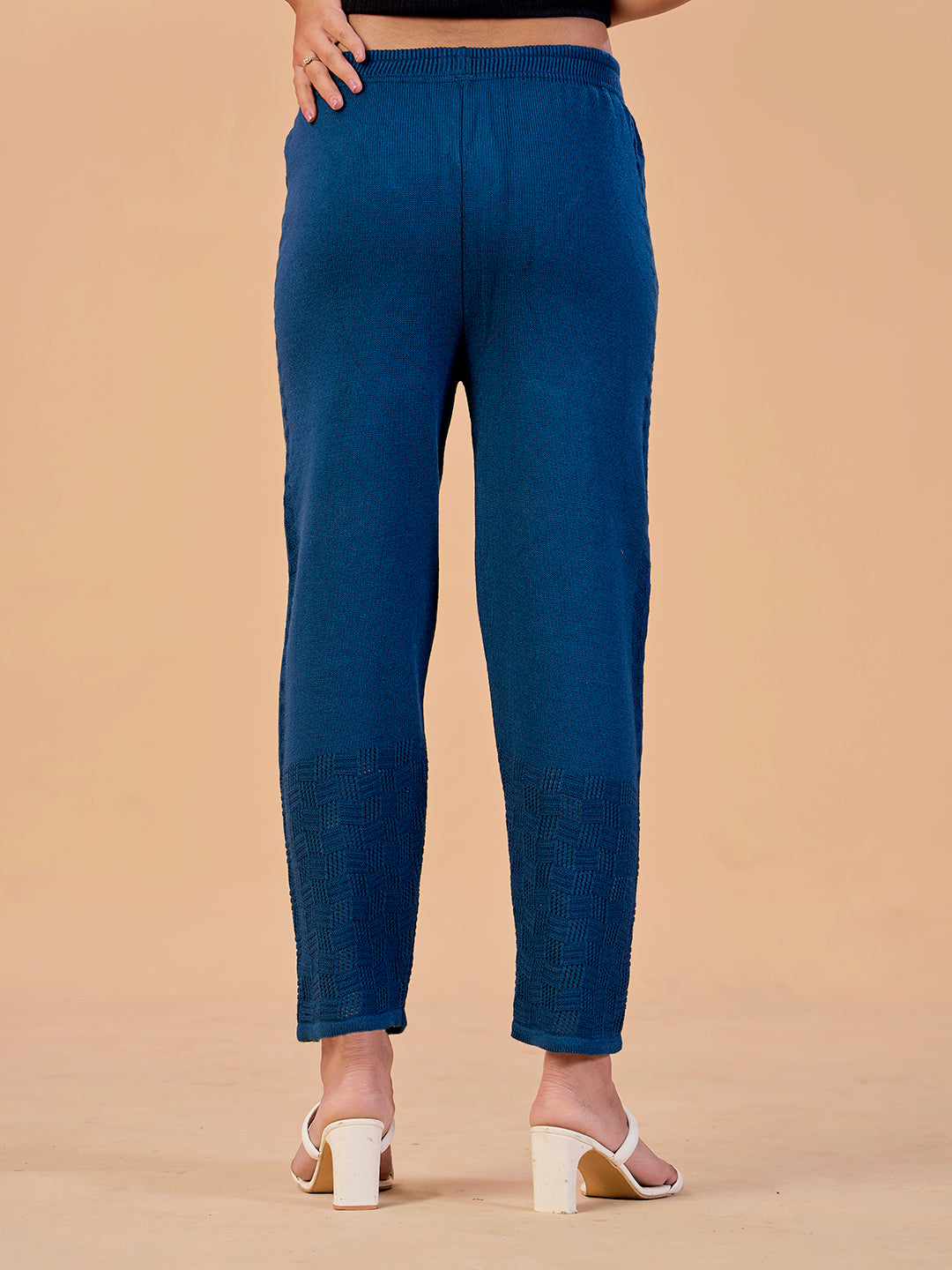 Straight Solid Woolen Pants