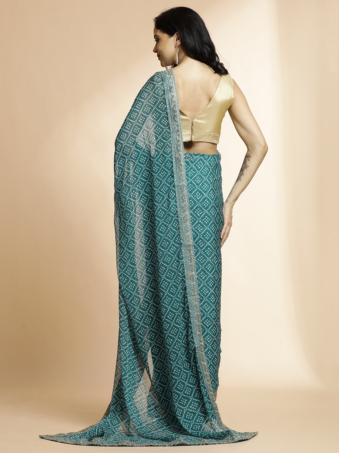 Embellished Pure Georgette Bandhani Saree