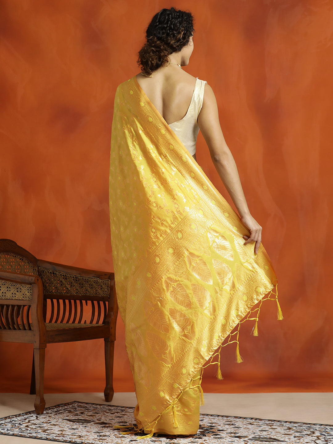 Yellow Silk Banarasi Zari Woven Heavy Saree