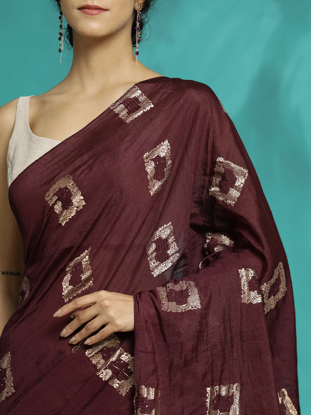 Zari Woven Cotton Blend Banarasi Red Saree