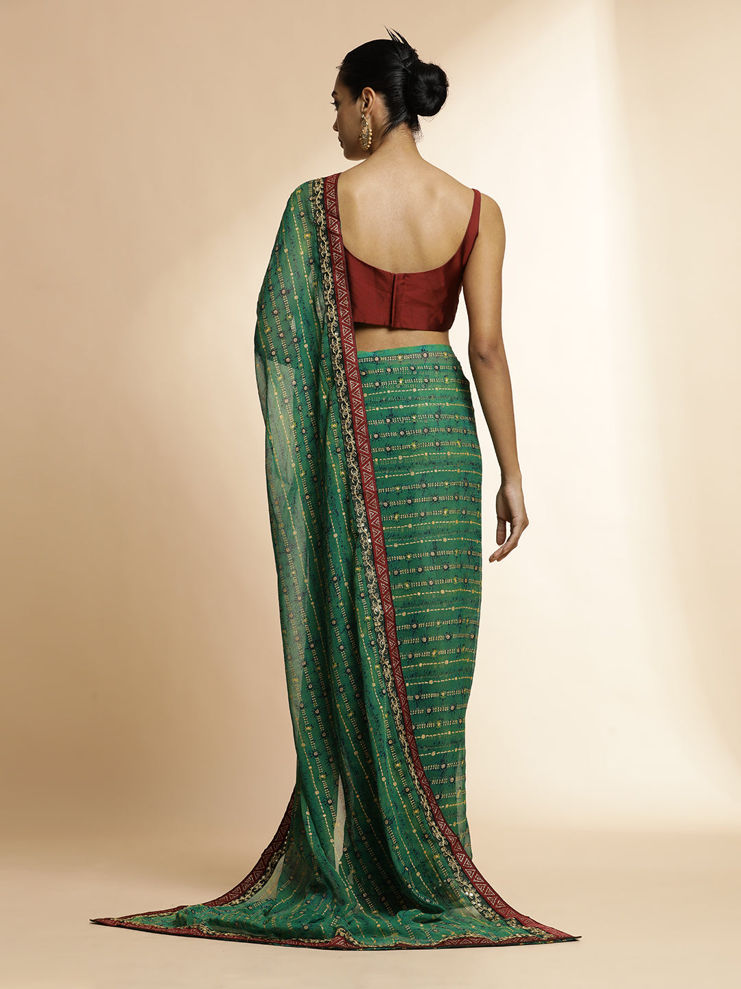 Green  Printed Lightweight Georgette Saree