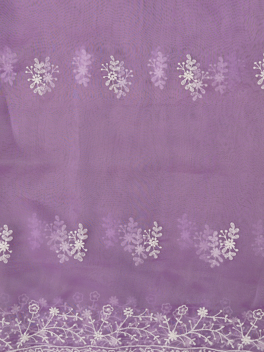 Light Purple Unstitched Embroidered Organza Dress Material With Dupatta