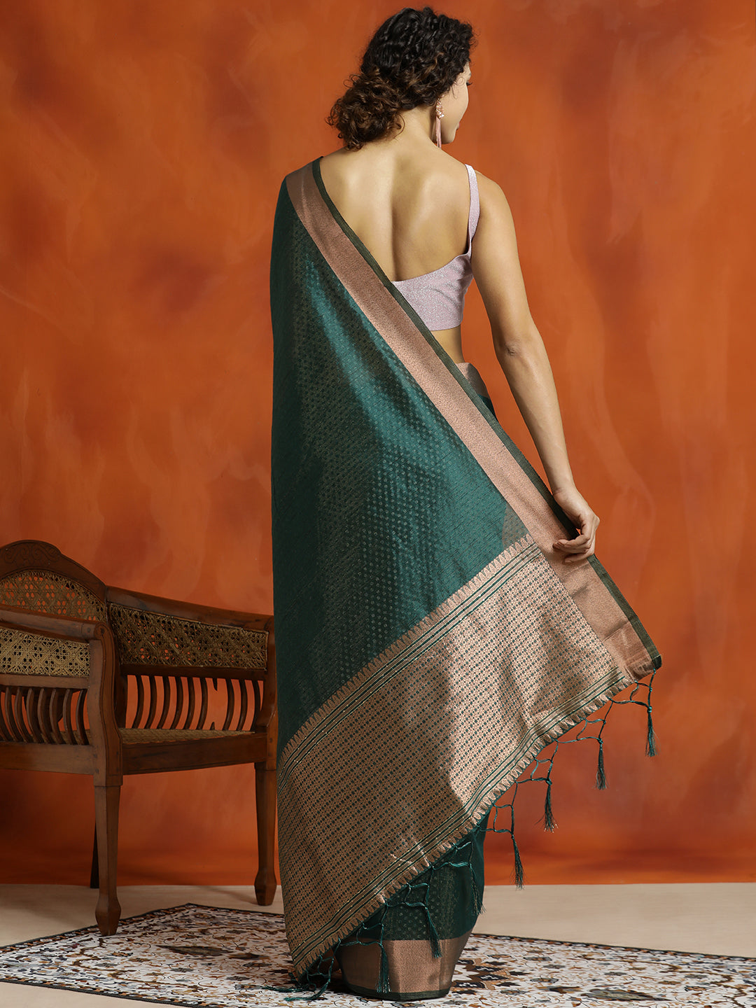 Green Zari Woven Design Banarasi Organza Saree