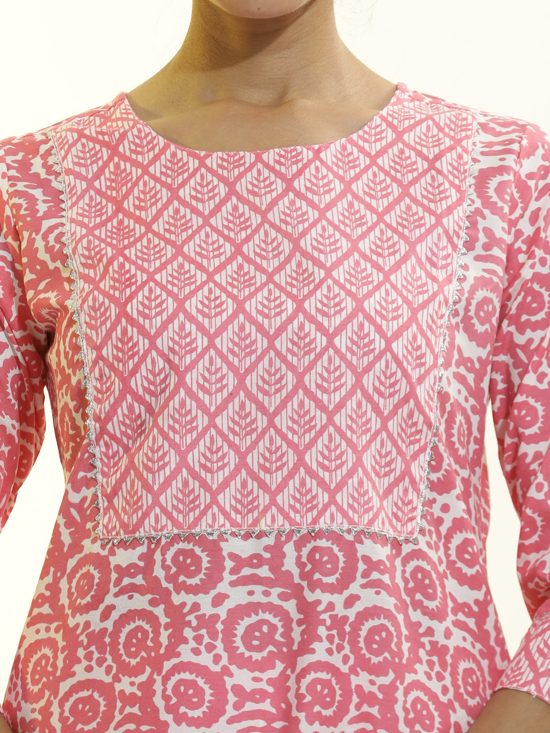 Pink Ethnic Motif Printed Cotton Straight Kurta Set