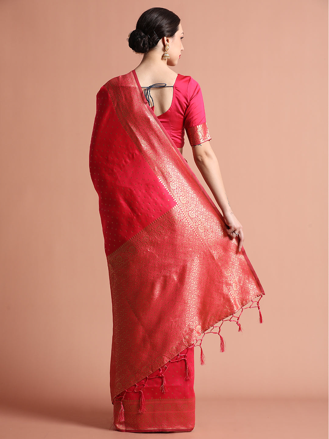 Pink Silk Banarasi Zari Woven Party Wear Saree