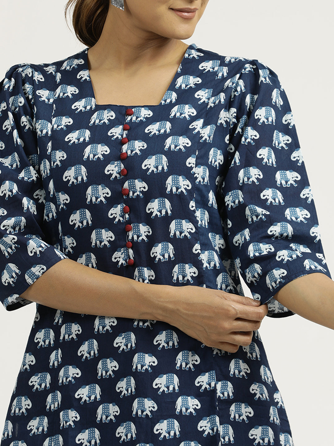 Indigo Blue Elephant Printed Kurta Set