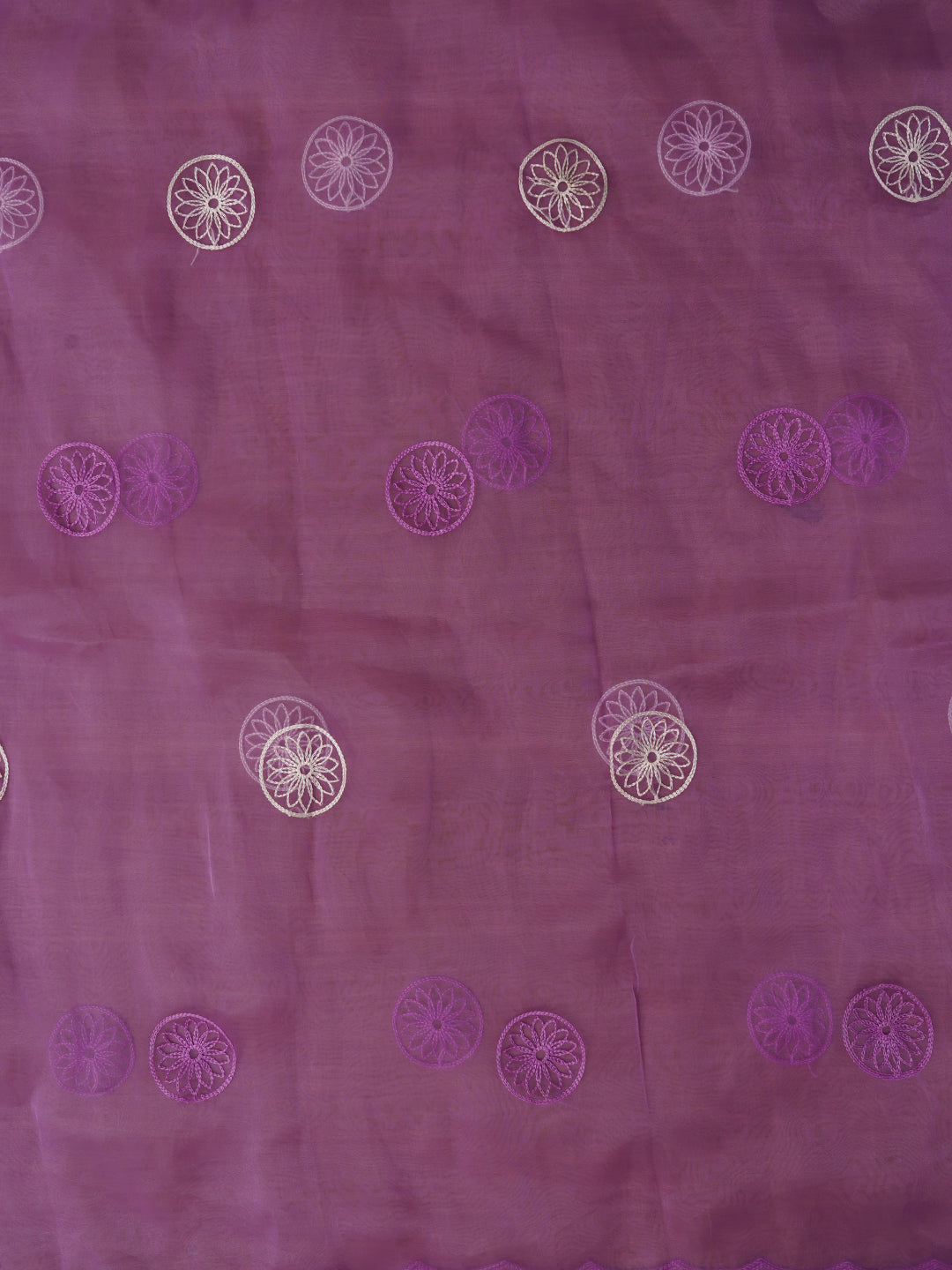 Unstitched Embroidered Organza Purple Dress Material With Dupatta