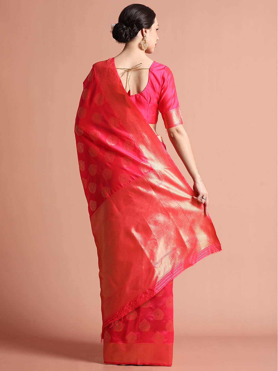 Pink Zari Woven Design Silk Banarasi Saree