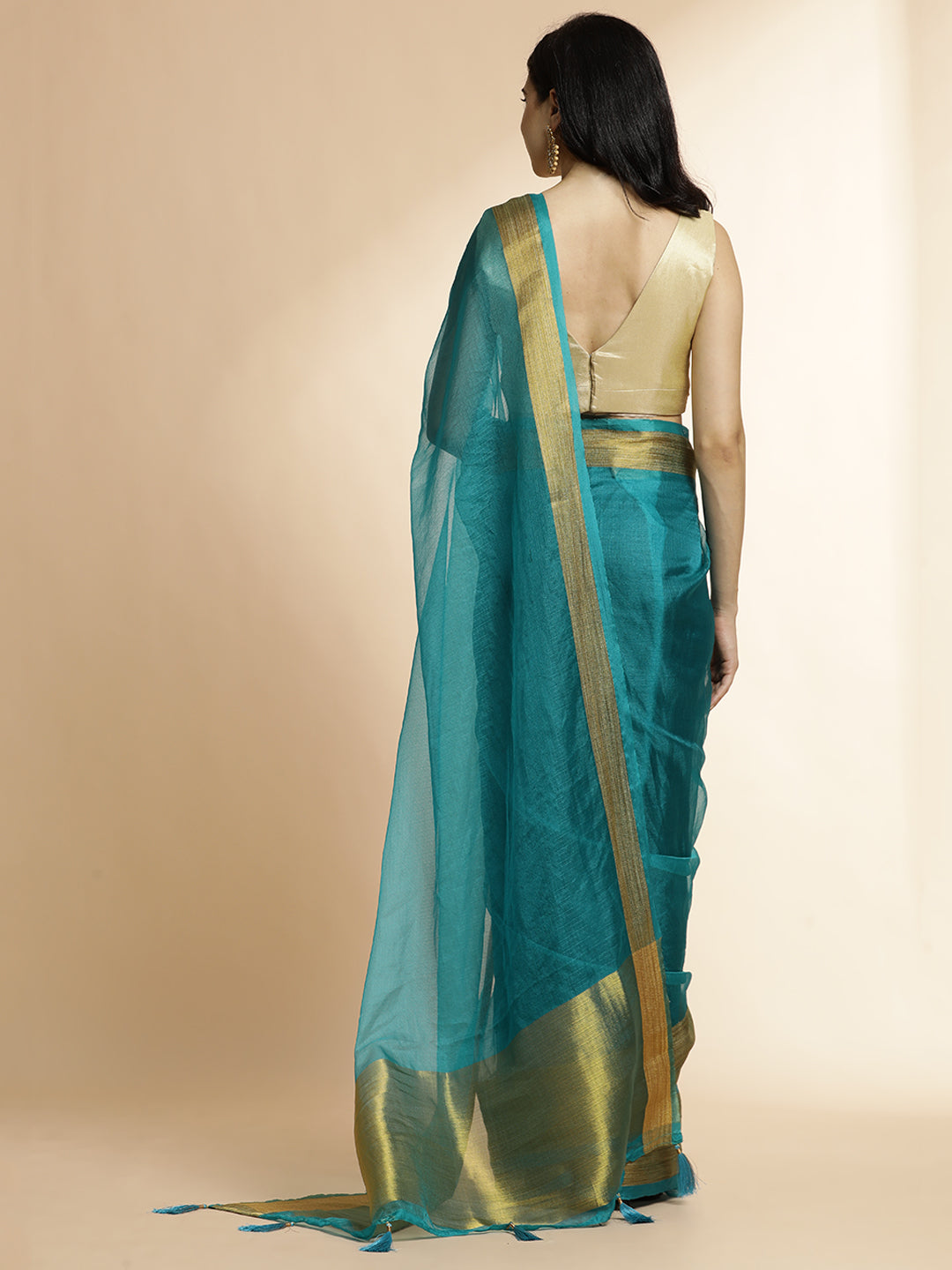 Blue Woven Khadi Organza Saree