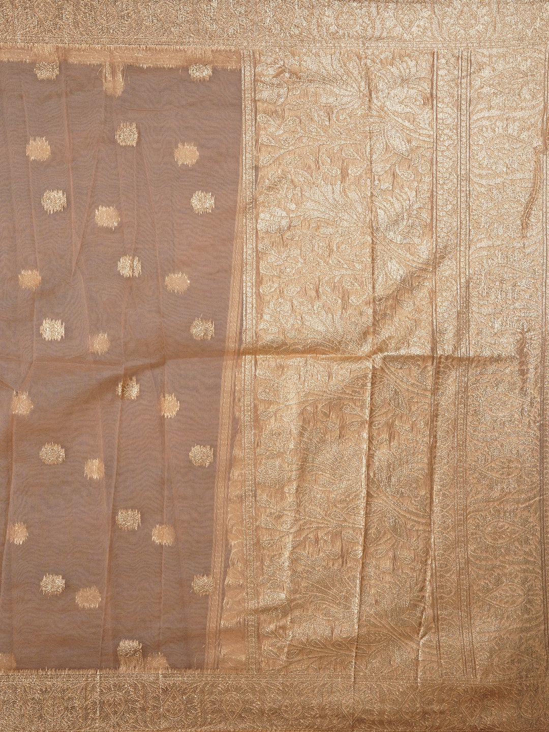 Beige Unstitched Embellished Cotton Blend Dress Material with Dupatta